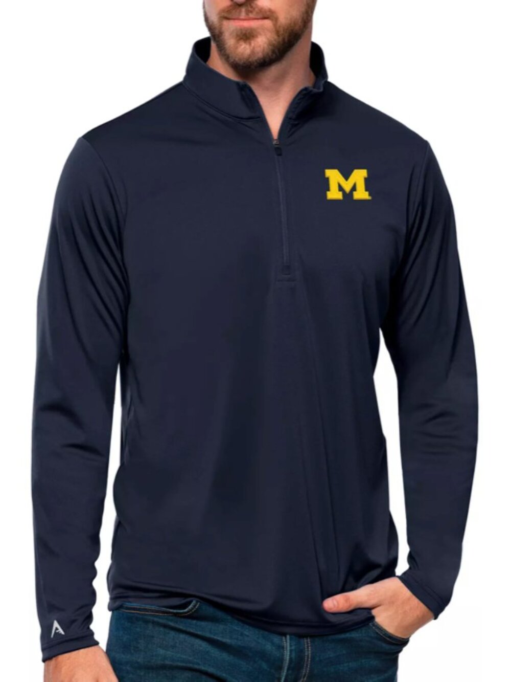 NIKE  Men's Michigan Wolverines Navy Tribute 1/4 Zip Pullover XL NWT